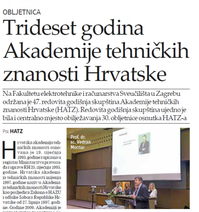 Objavljen članak o obilježavanju 30. obljetnice HATZ-a u hrvatskim sveučilišnim novinama Universitas