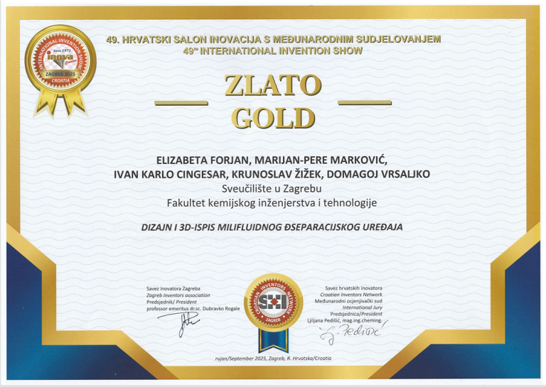 Zlatna i srebrna medalja za prof. Domagoja Vrsaljka na Međunarodnoj izložbi inovacija, protoptipova i poslovnih planova INOVA 2025